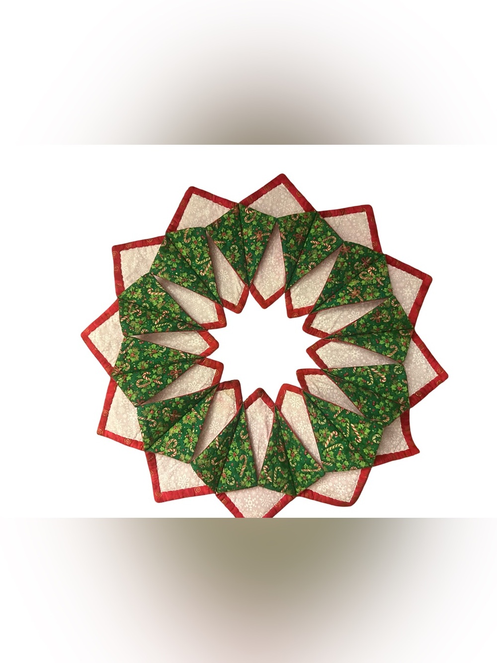 Handmade Fold'n Stitch Wreath Dimensional Fabric Wreath Or Table Topper